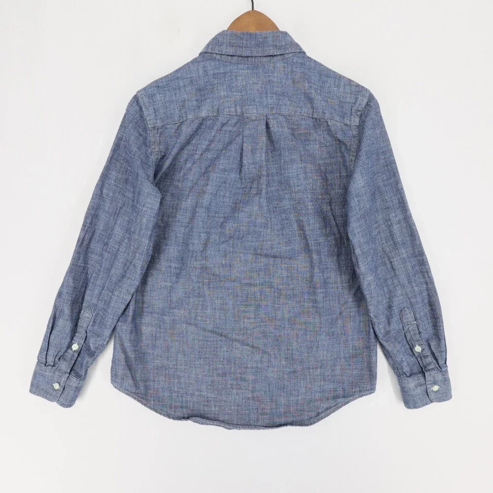 Ralph Lauren Shirt Boys L 14/16 Blue Chambray Long Sleeve Button Down Cotton